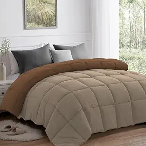 AYKA Reversible Comforter 220 GSM Microfiber Reversible AC Comforter/Blanket for Winter/Quilt/Dohar/Duvets for King Size Blanket/Comforter Double Bed (Taupe & Brown, 90 * 100″)