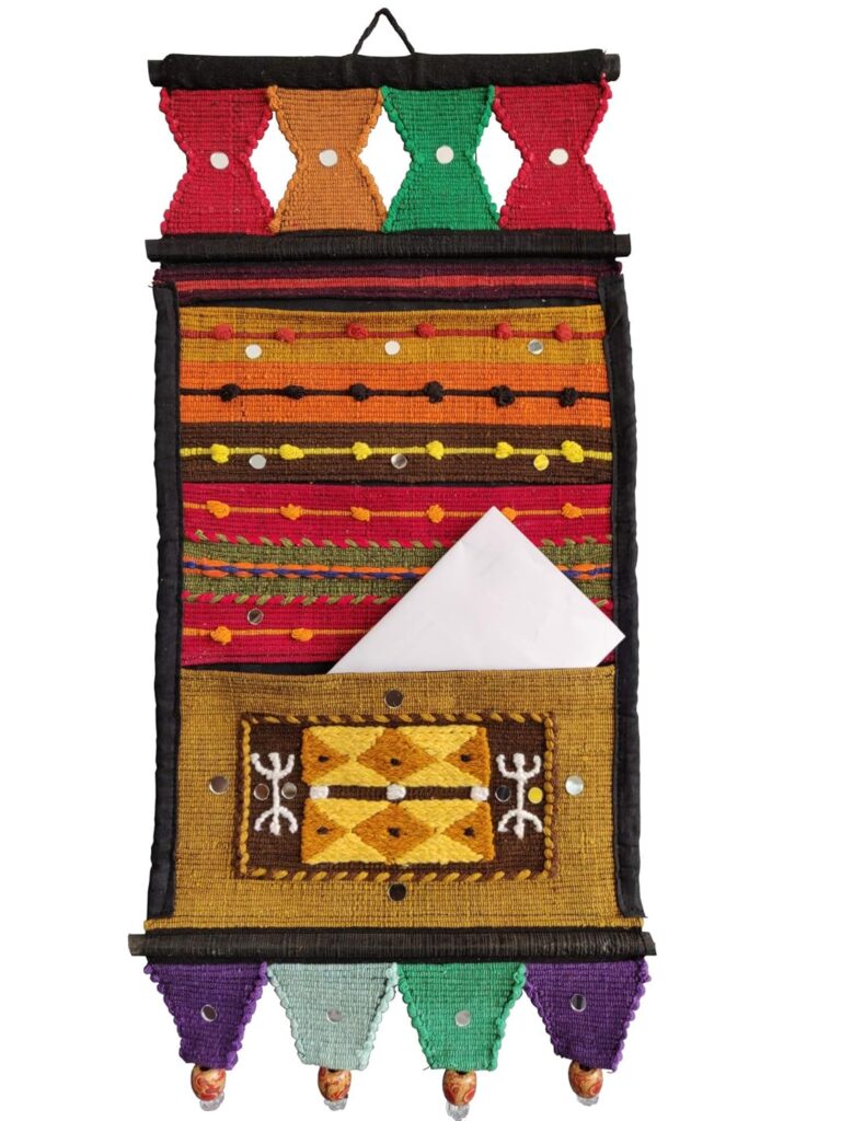 Handloom Cotton Letter Magazine Holder wall Hanging Home Decor Tapestry 23" X 10"