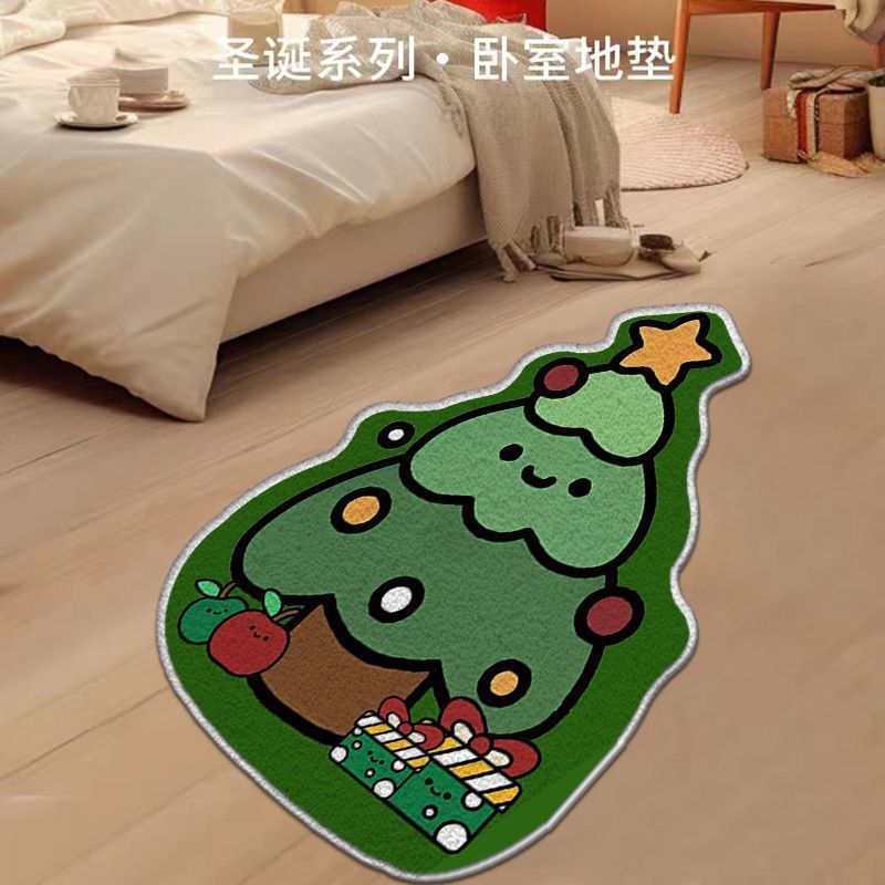 Cartoon Christmas Tree Cashmere Carpet Home Christmas Eve Non-slip Door Mat Bathroom Bathroom Mats - Image 6